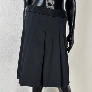 Theory Black Pleated Satin Skirt